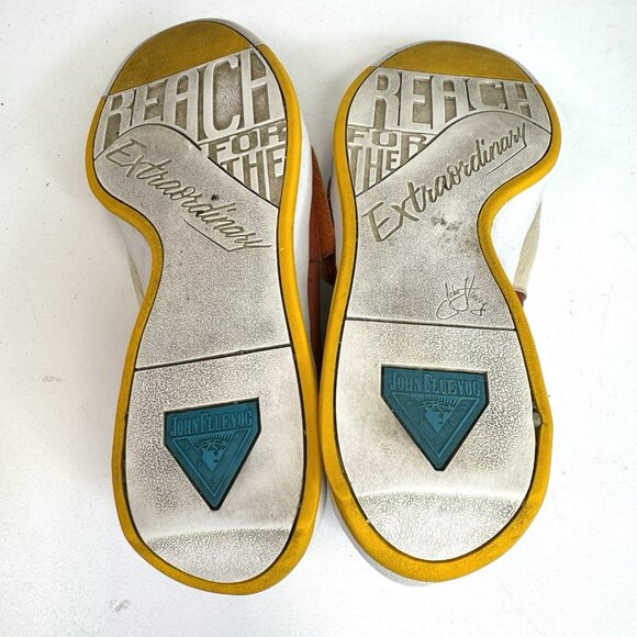 John Fluevog Kickback Moving Sneakers Shoes Mens Size 13 Orange Leather Casual - Picture 11 of 11